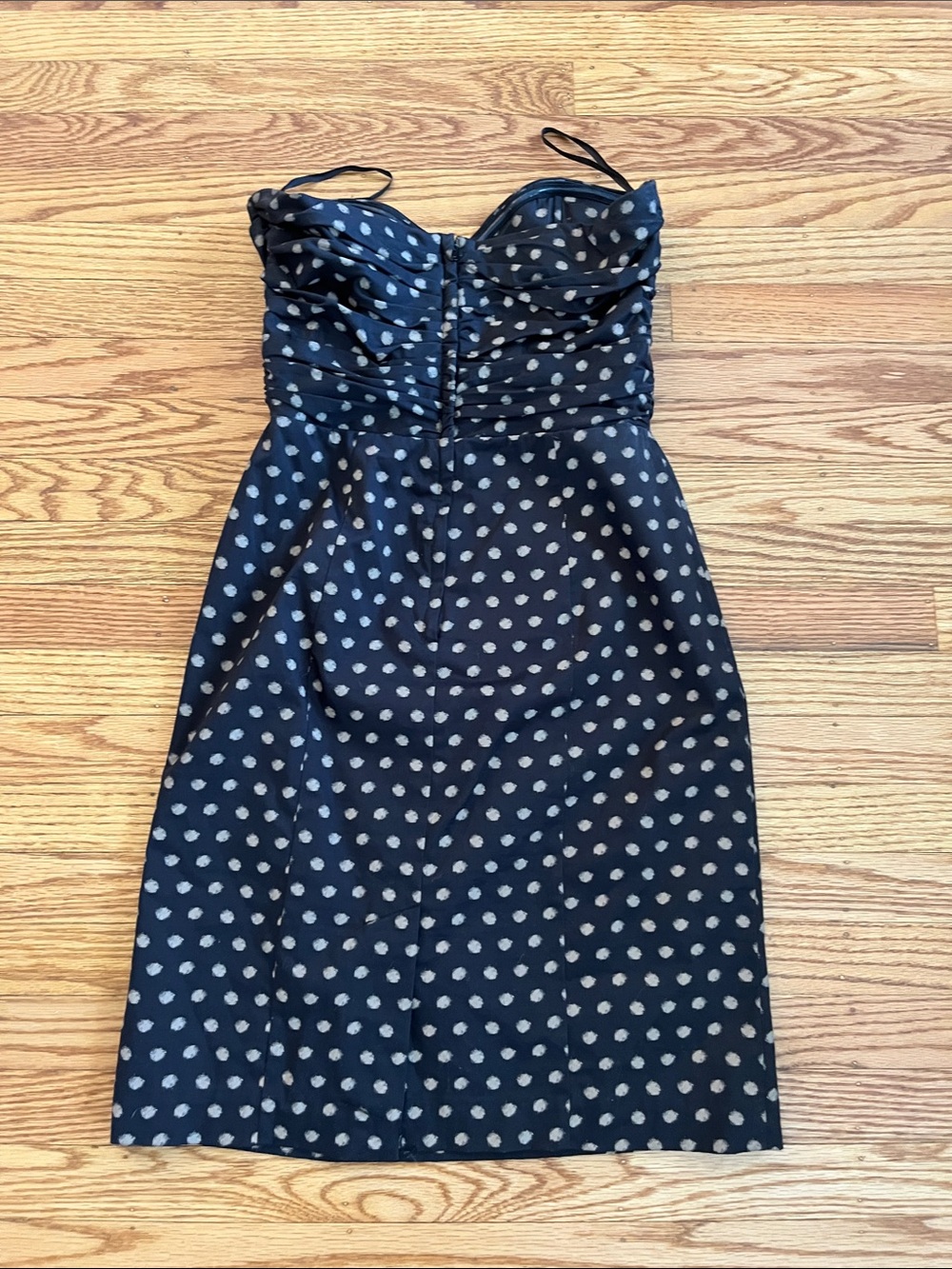 H&M Strapless Polka Dot Dress Medium Sweetheart Ruched Cocktail - Picture 4 of 4